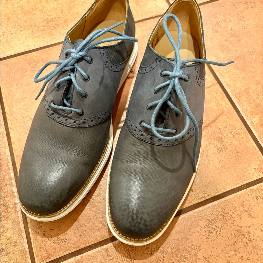 Cole Haan LUNARGRAND Blue Saddle Oxford Shoes Sleek Design